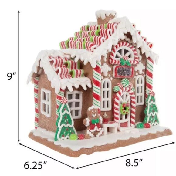 Light Up Cafe Gingerbread House Festive Gingerbread House Holiday Decoration - Picture 2 of 5